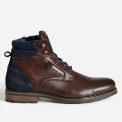Boots à lacet marron foncé cuir