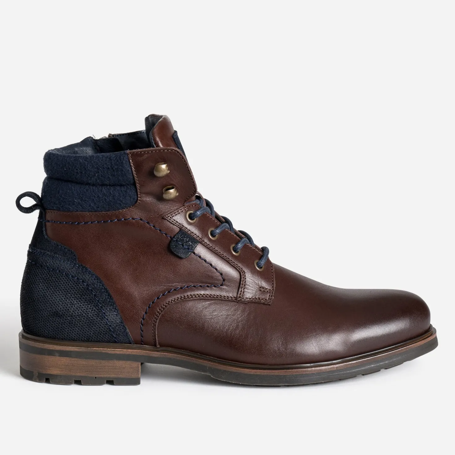Boots à lacet marron foncé cuir