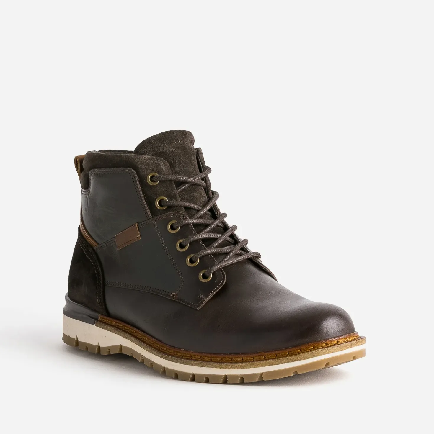 Boots à lacet marron foncé en cuir