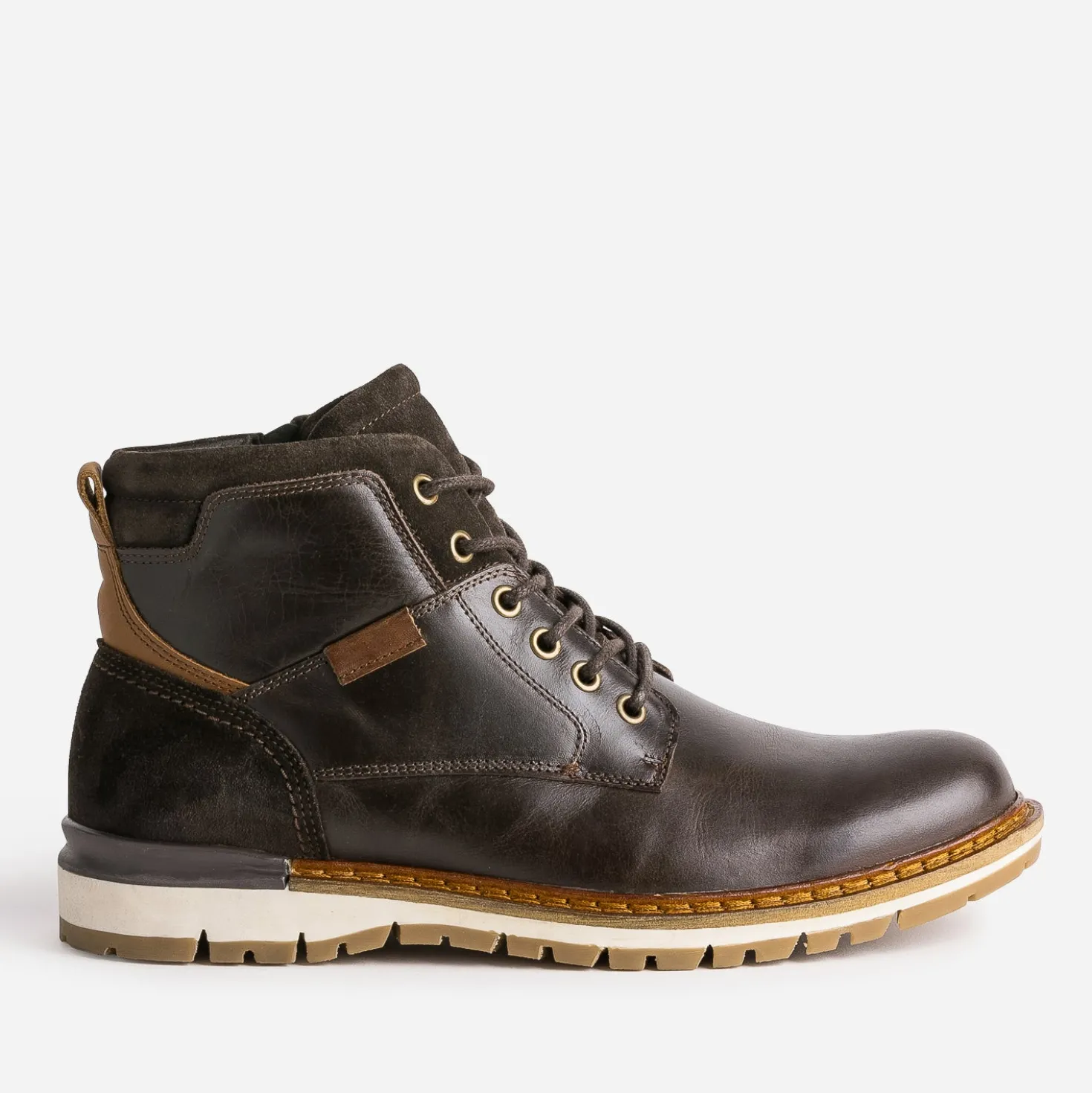 Boots à lacet marron foncé en cuir
