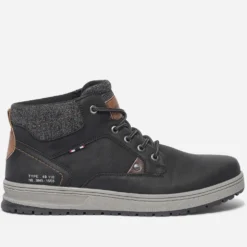 Boots à lacet noir avec col textile