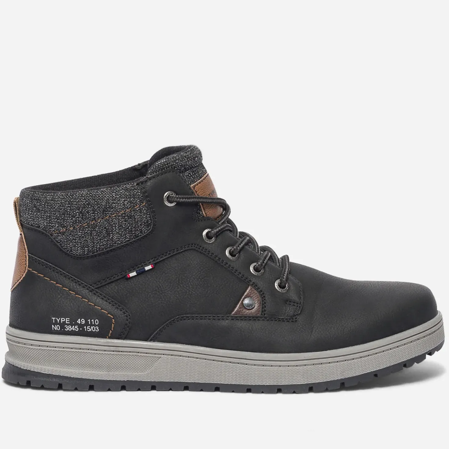 Boots à lacet noir avec col textile