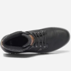 Boots à lacet noir avec col textile
