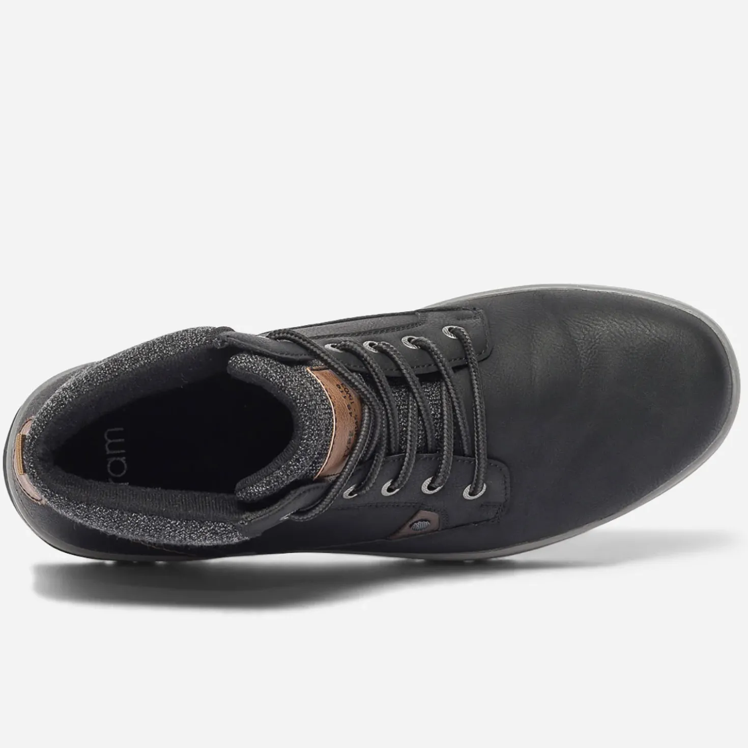 Boots à lacet noir avec col textile