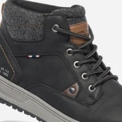 Boots à lacet noir avec col textile