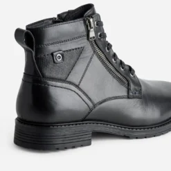 Boots à lacet noir cuir