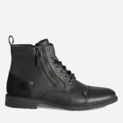 Boots à lacet noir cuir bout droit
