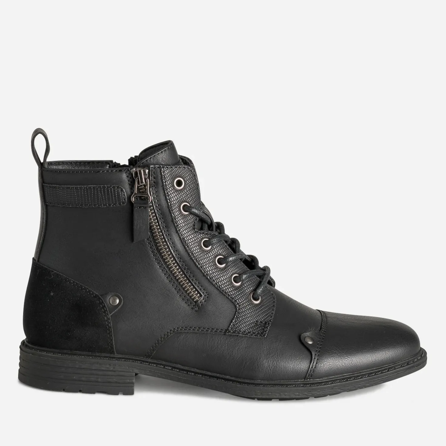 Boots à lacet noir cuir bout droit