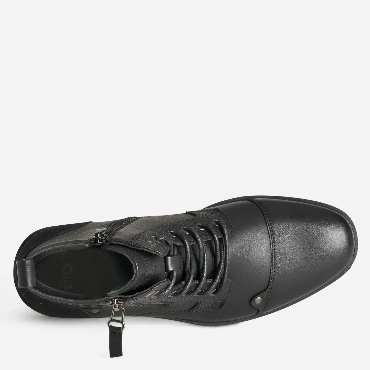 Boots à lacet noir cuir bout droit