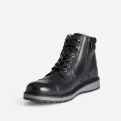 Boots à lacet noir cuir détails gris