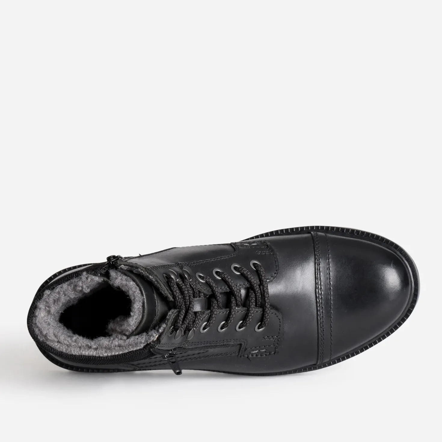 Boots à lacet noir cuir détails gris