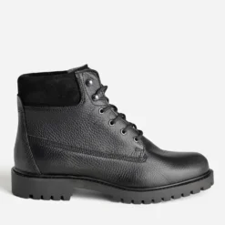 Boots à lacet noir cuir fourré