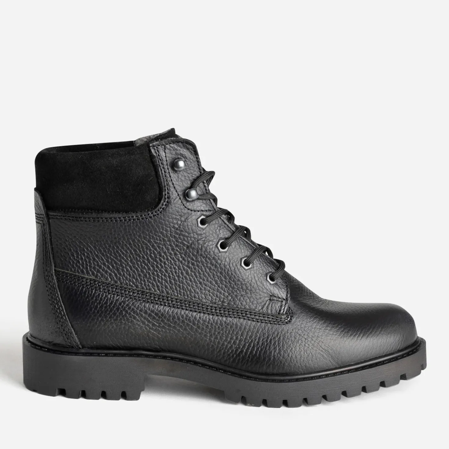 Boots à lacet noir cuir fourré