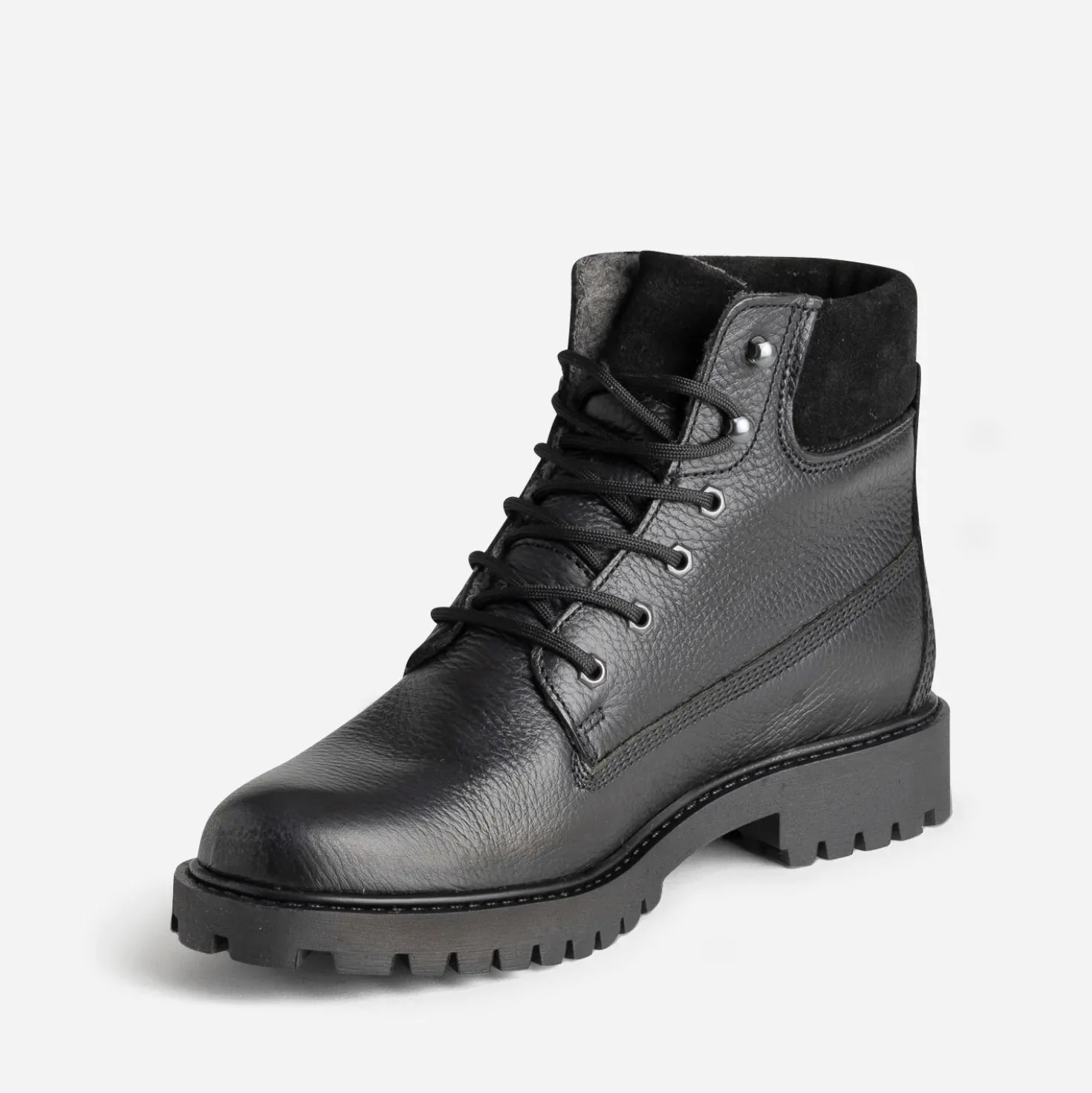 Boots à lacet noir cuir fourré