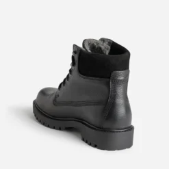 Boots à lacet noir cuir fourré