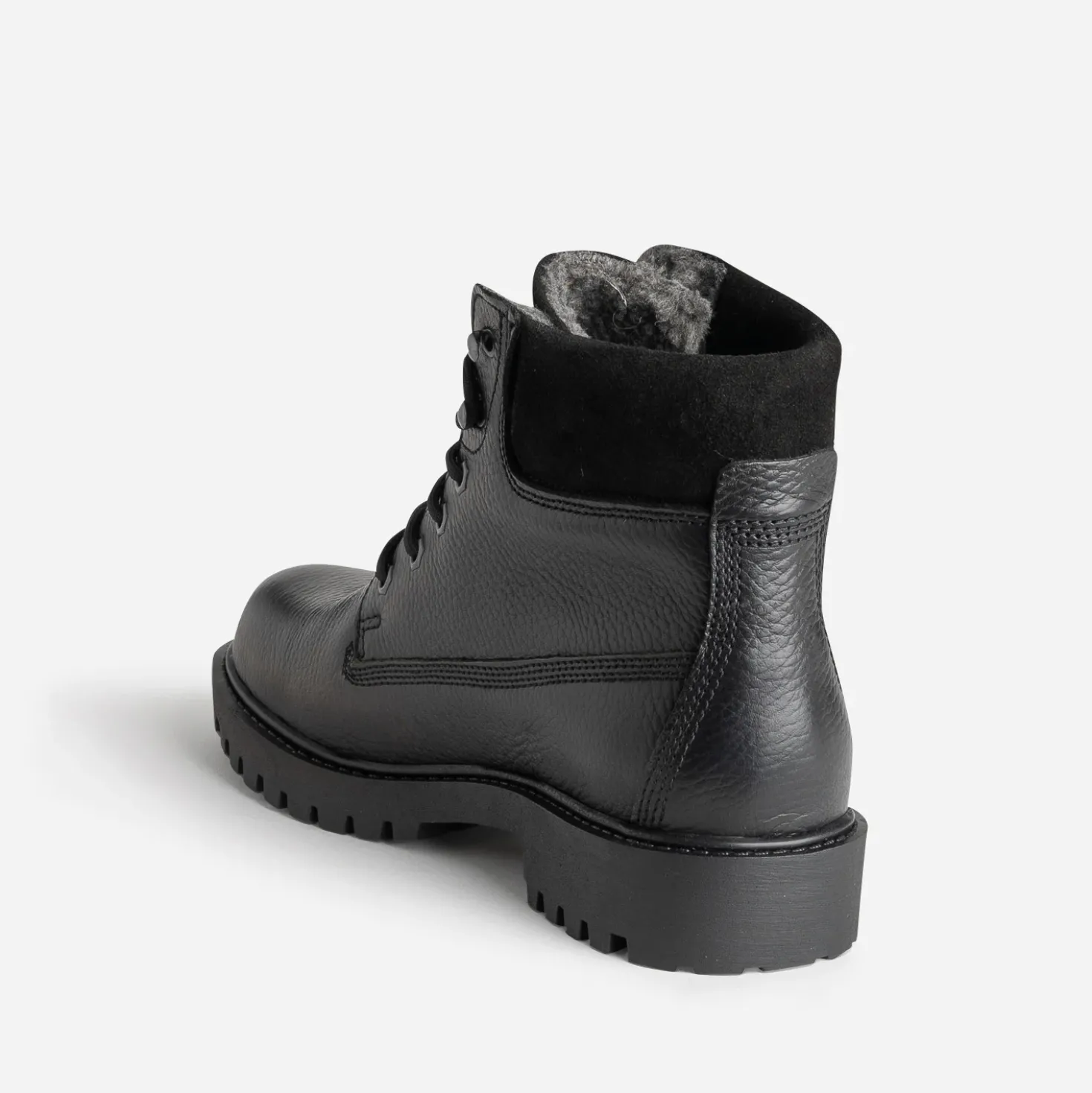 Boots à lacet noir cuir fourré