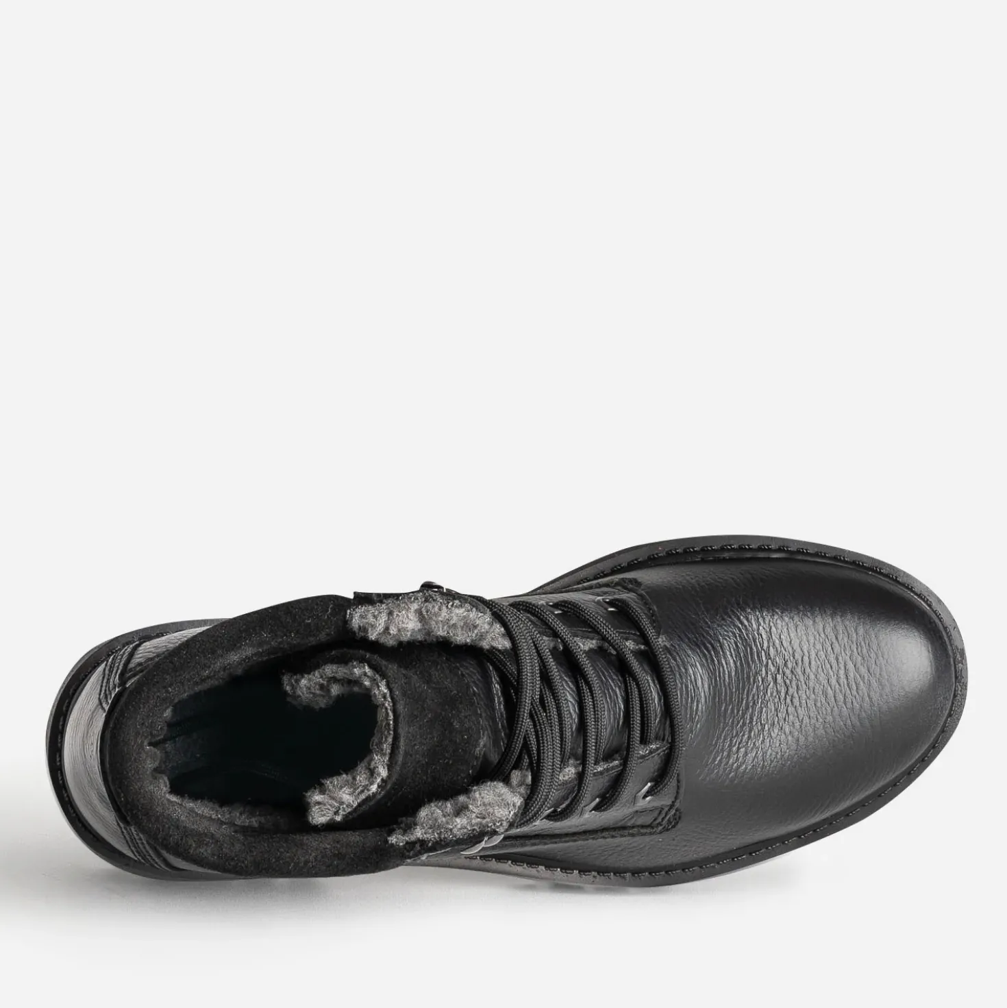 Boots à lacet noir cuir fourré