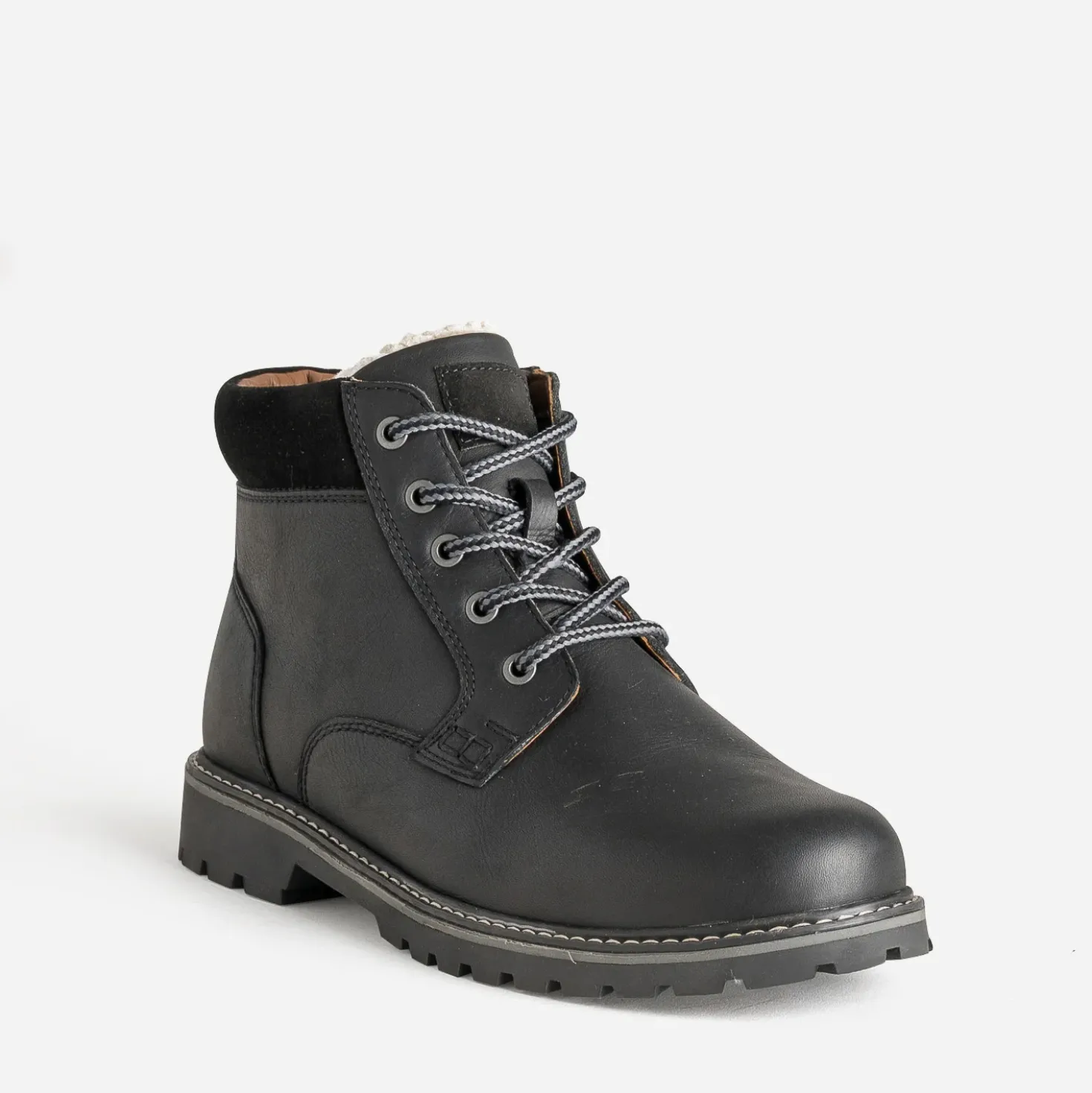 Boots à lacet noir cuir semelle crantée