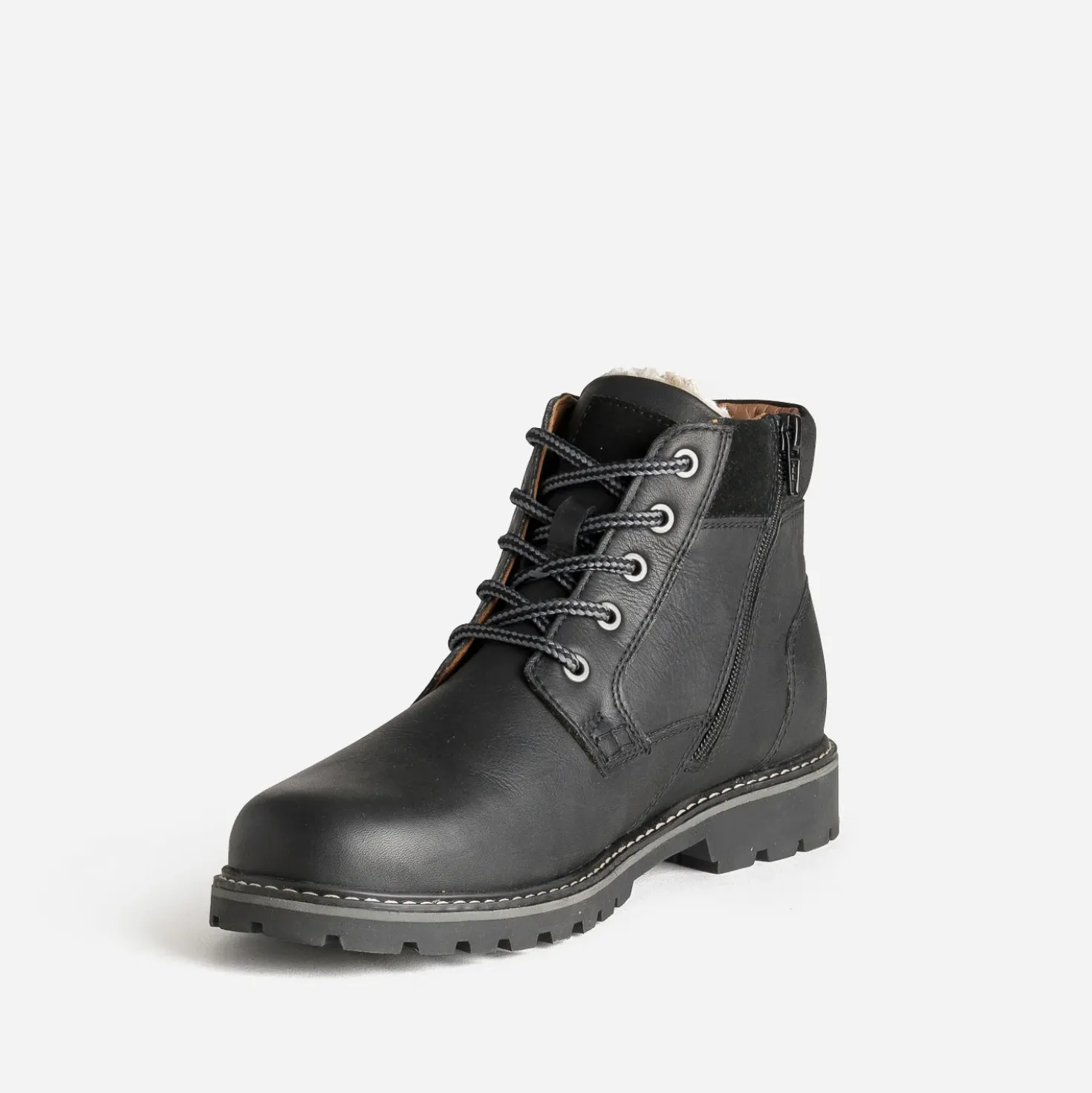 Boots à lacet noir cuir semelle crantée
