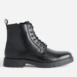 Boots à lacet noir cuir semelle crantée