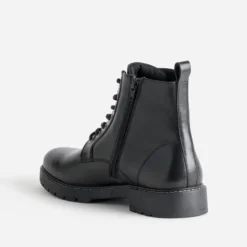 Boots à lacet noir cuir semelle crantée