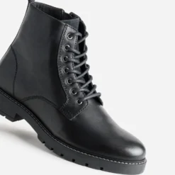 Boots à lacet noir cuir semelle crantée