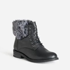 Boots à lacet noir cuir tige fourrée