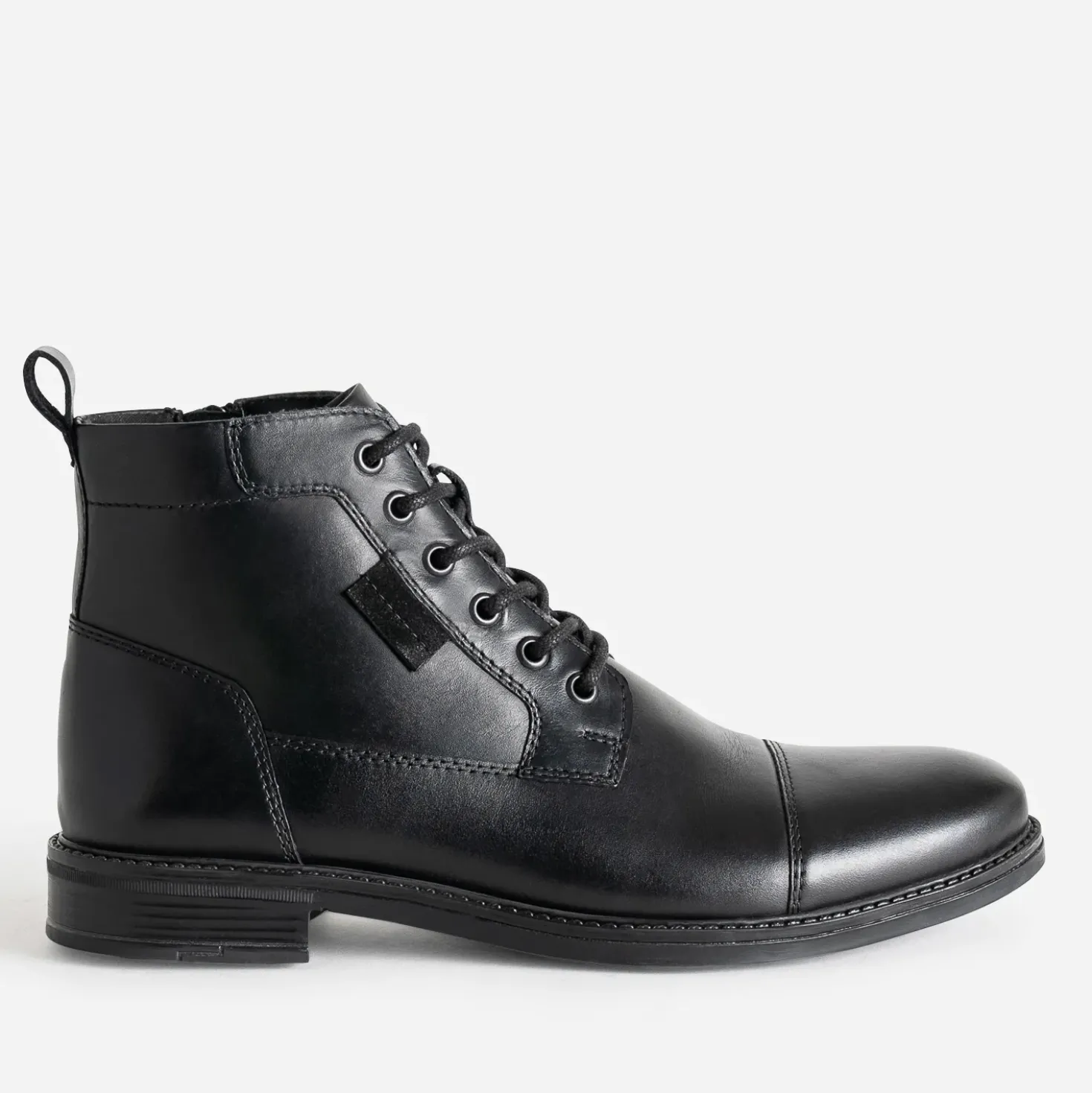 Boots à lacet noir en cuir