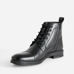 Boots à lacet noir en cuir