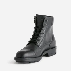 Boots à lacet noir en cuir