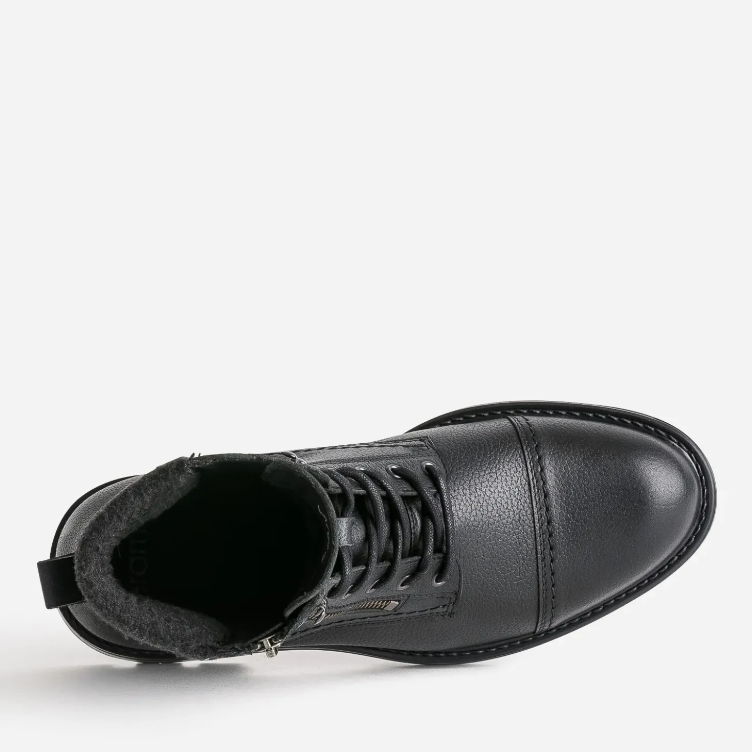 Boots à lacet noir en cuir