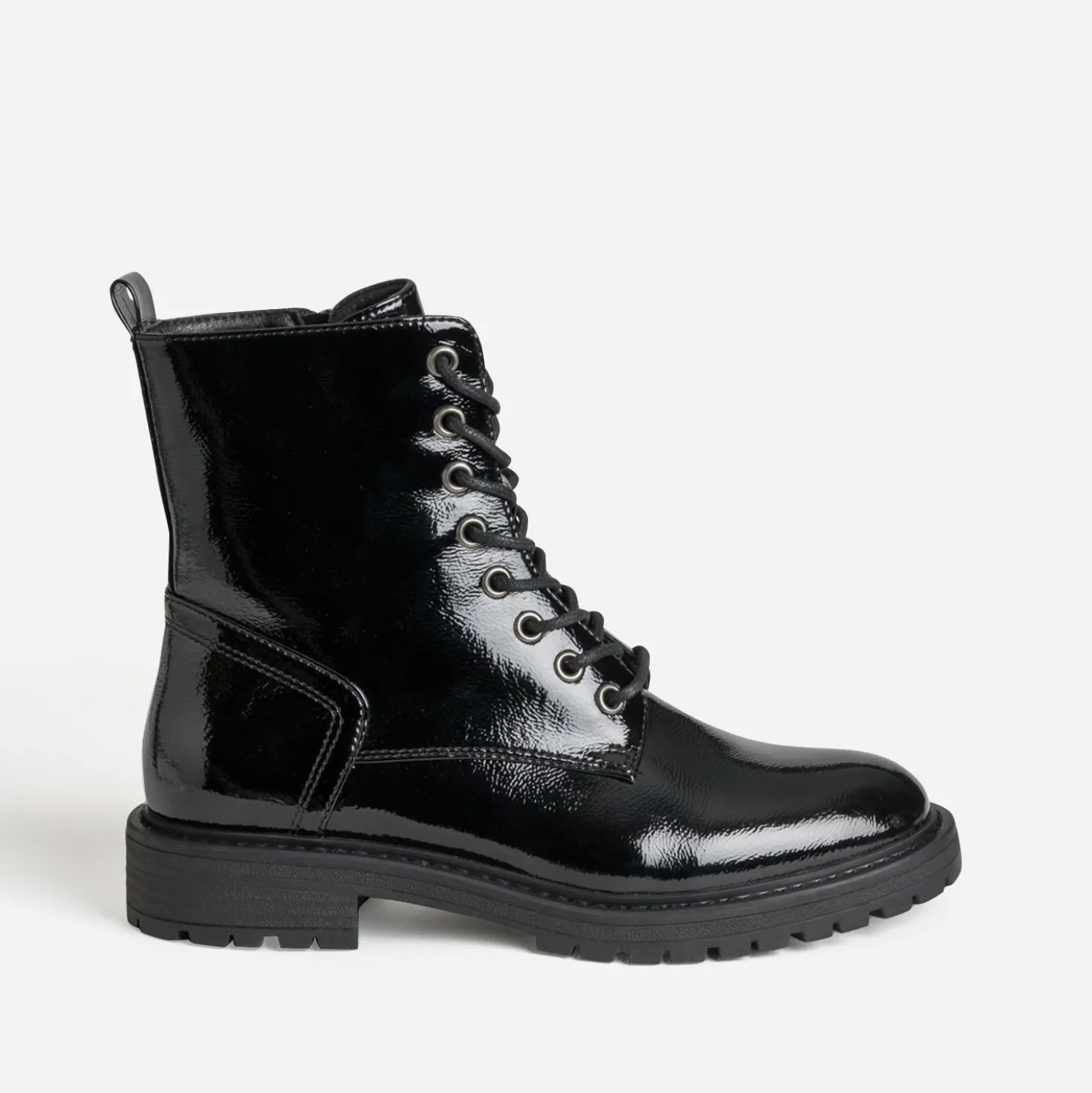 Boots à lacet noir verni