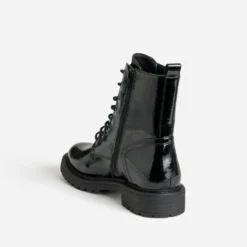 Boots à lacet noir verni