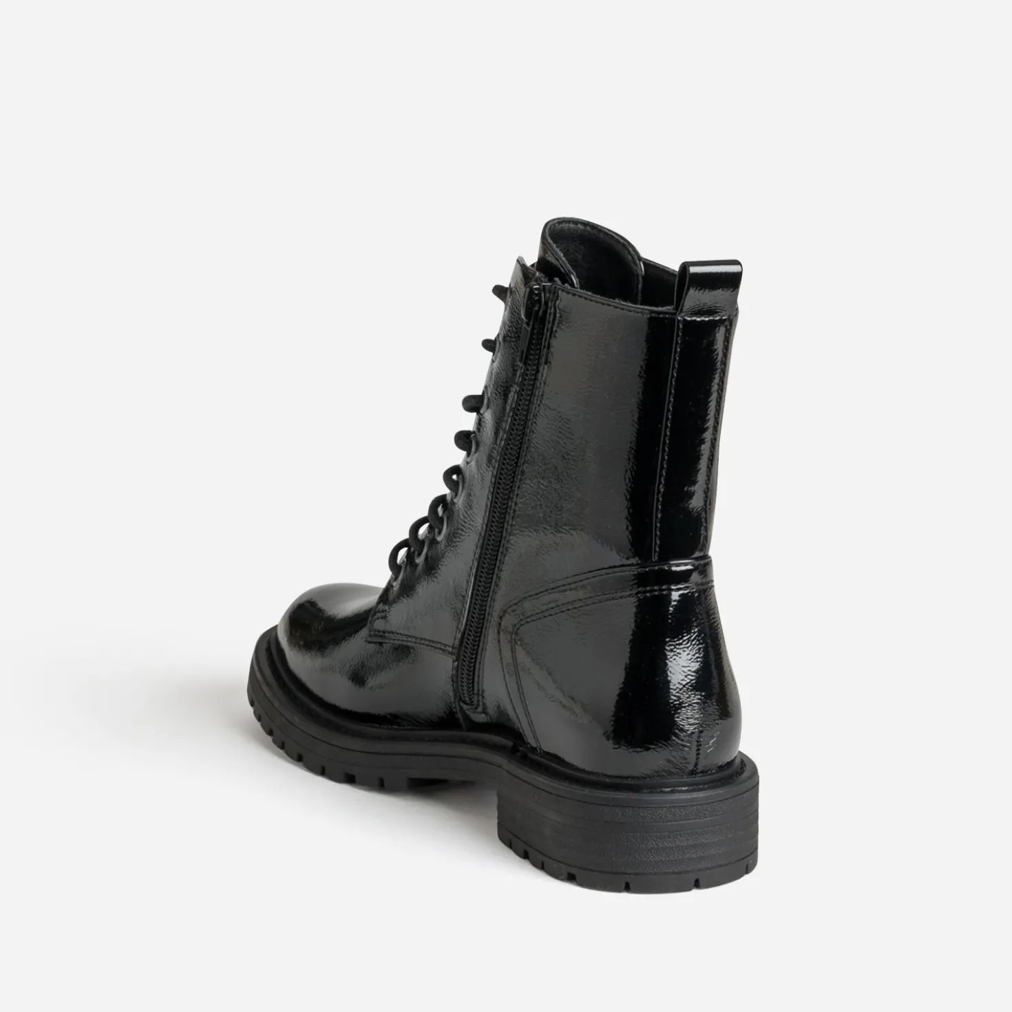 Boots à lacet noir verni
