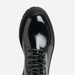 Boots à lacet noir verni