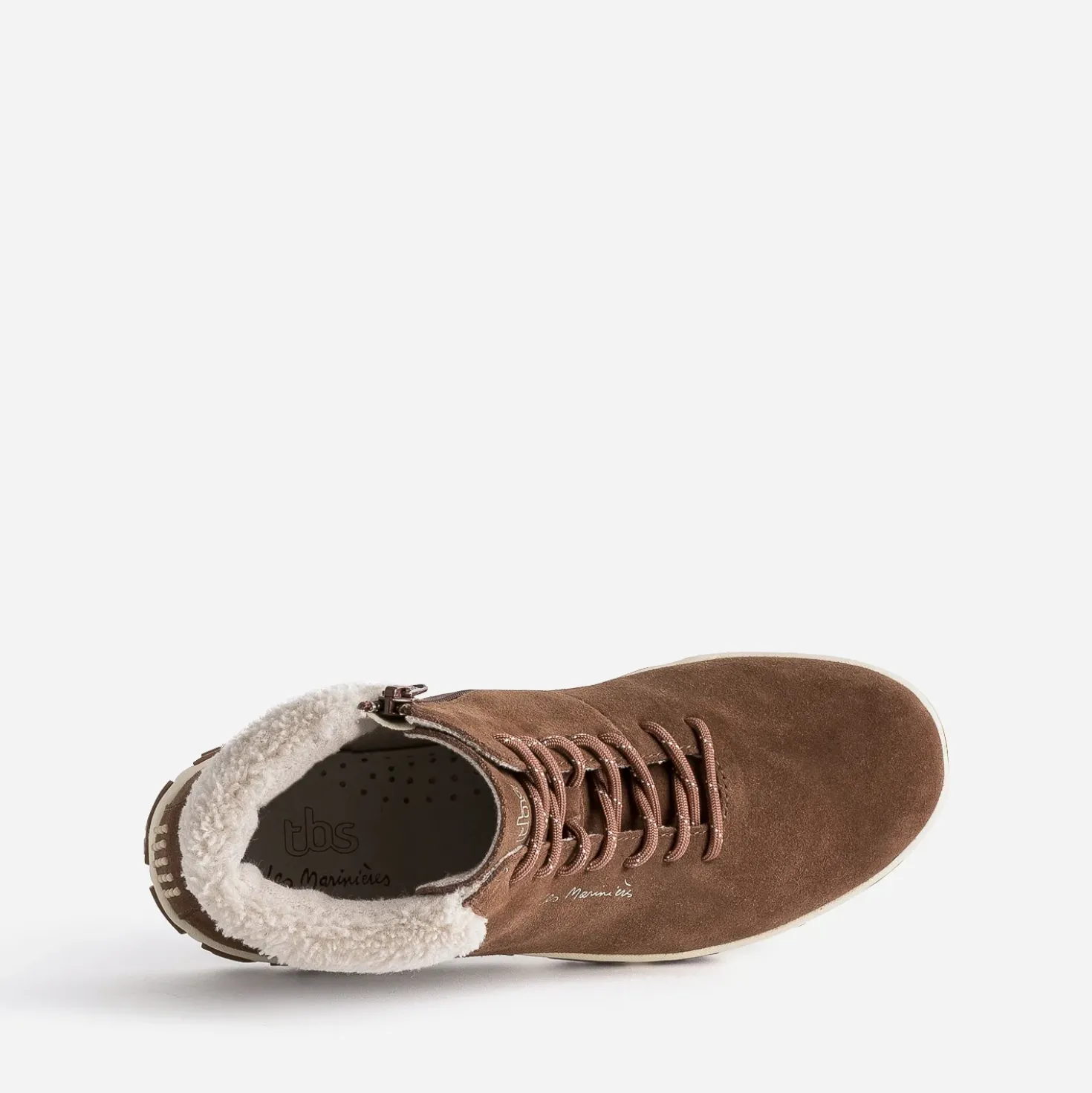 Boots à lacet TBS camel en cuir velours fourré