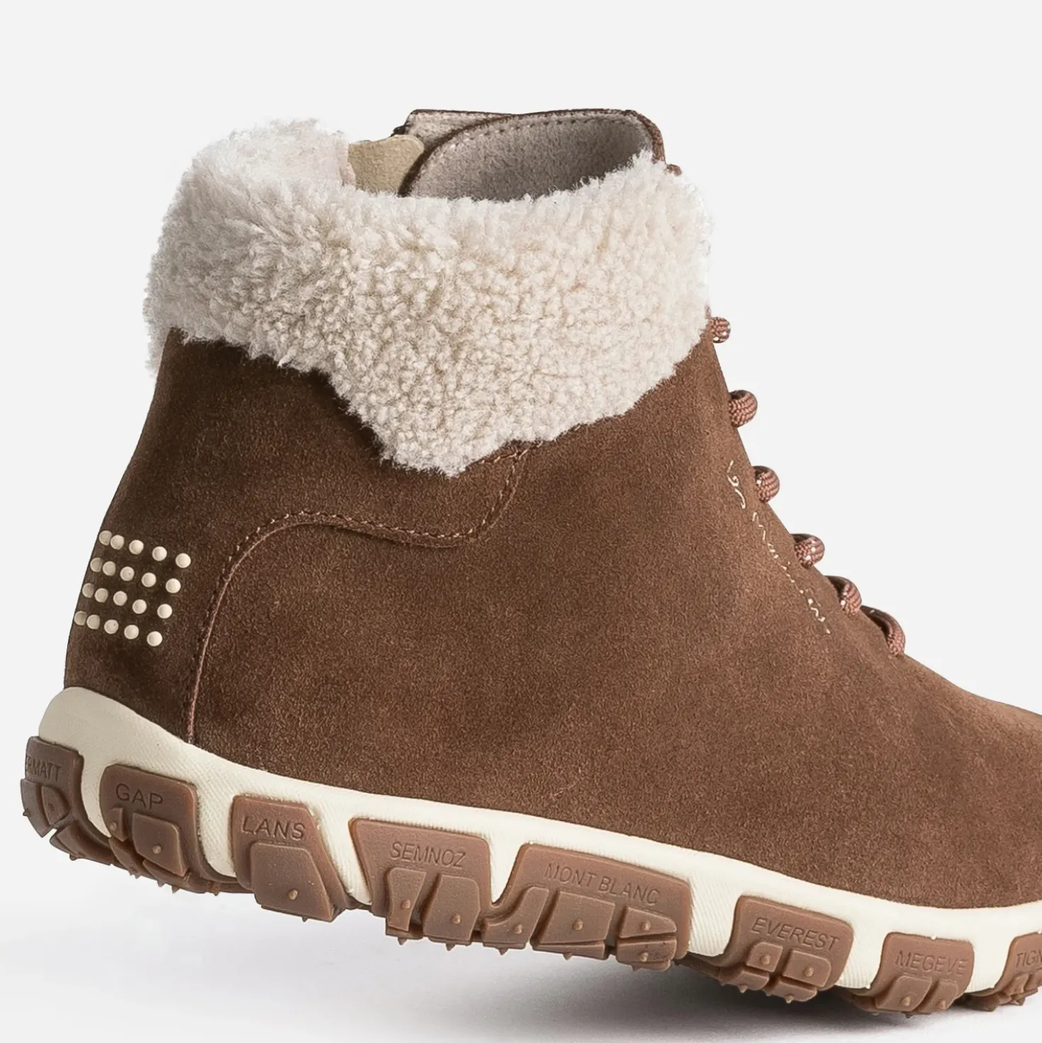Boots à lacet TBS camel en cuir velours fourré