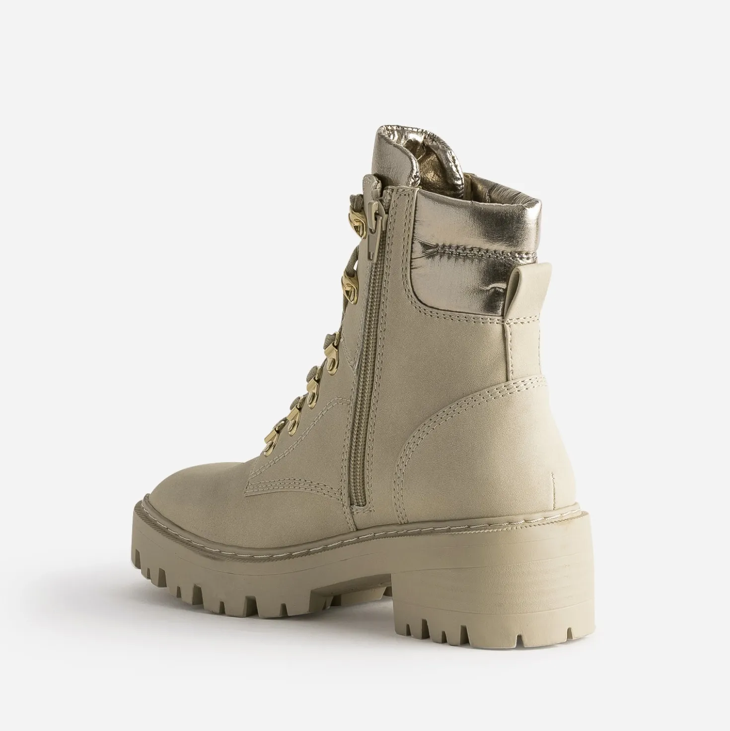 Boots à lacet TEXTO beige à col métallisé