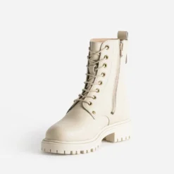 Boots à lacet TEXTO écru cuir à semelle crantée