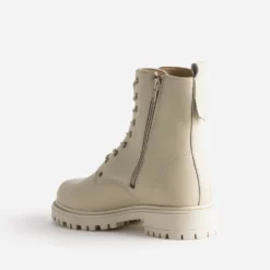 Boots à lacet TEXTO écru cuir à semelle crantée