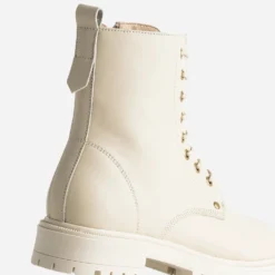 Boots à lacet TEXTO écru cuir à semelle crantée