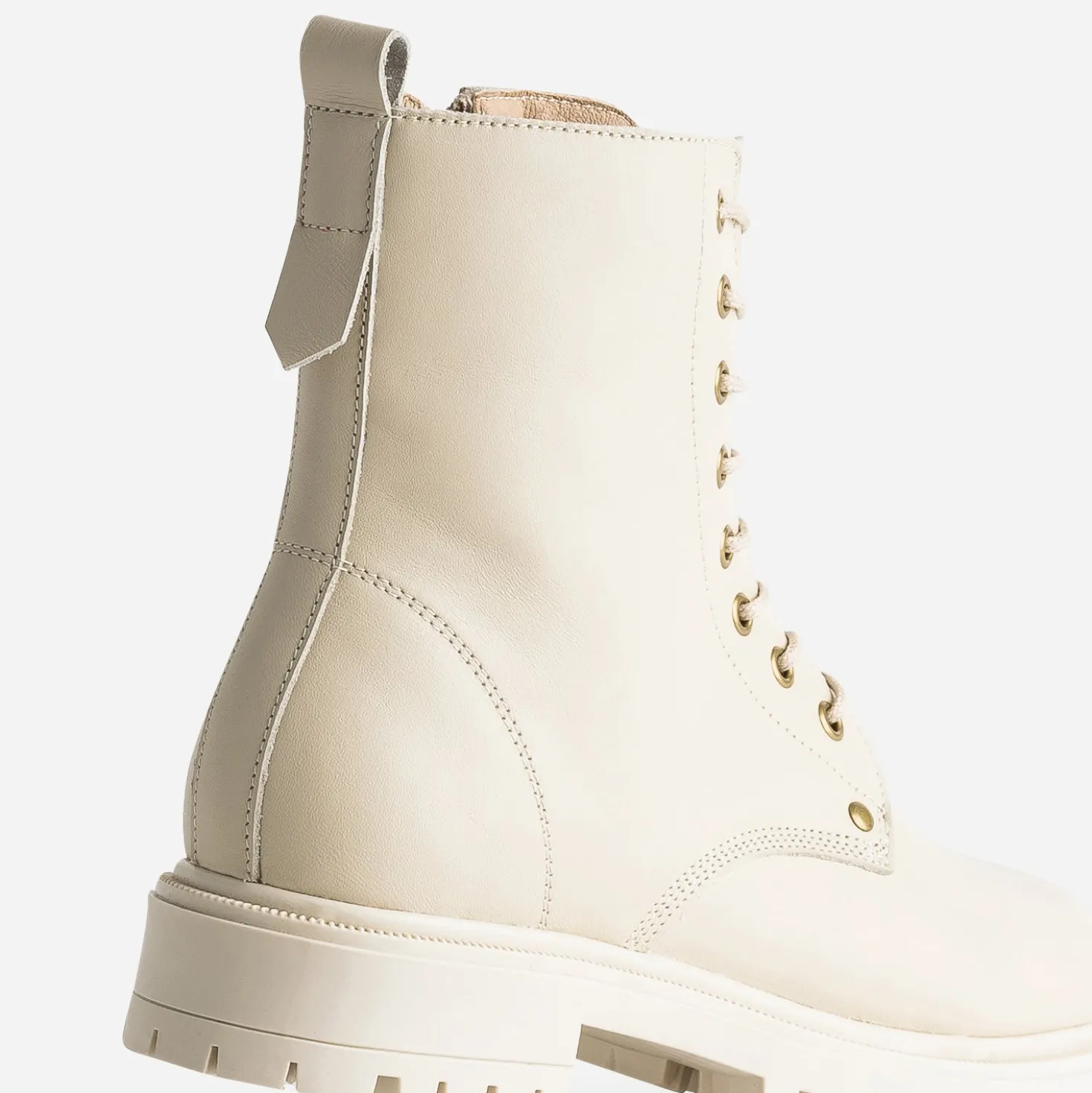 Boots à lacet TEXTO écru cuir à semelle crantée