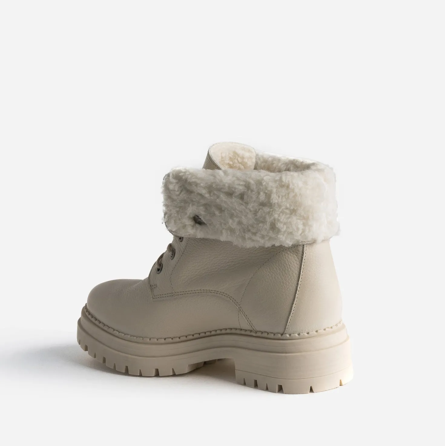 Boots à lacet TEXTO écru en cuir éco-conçu