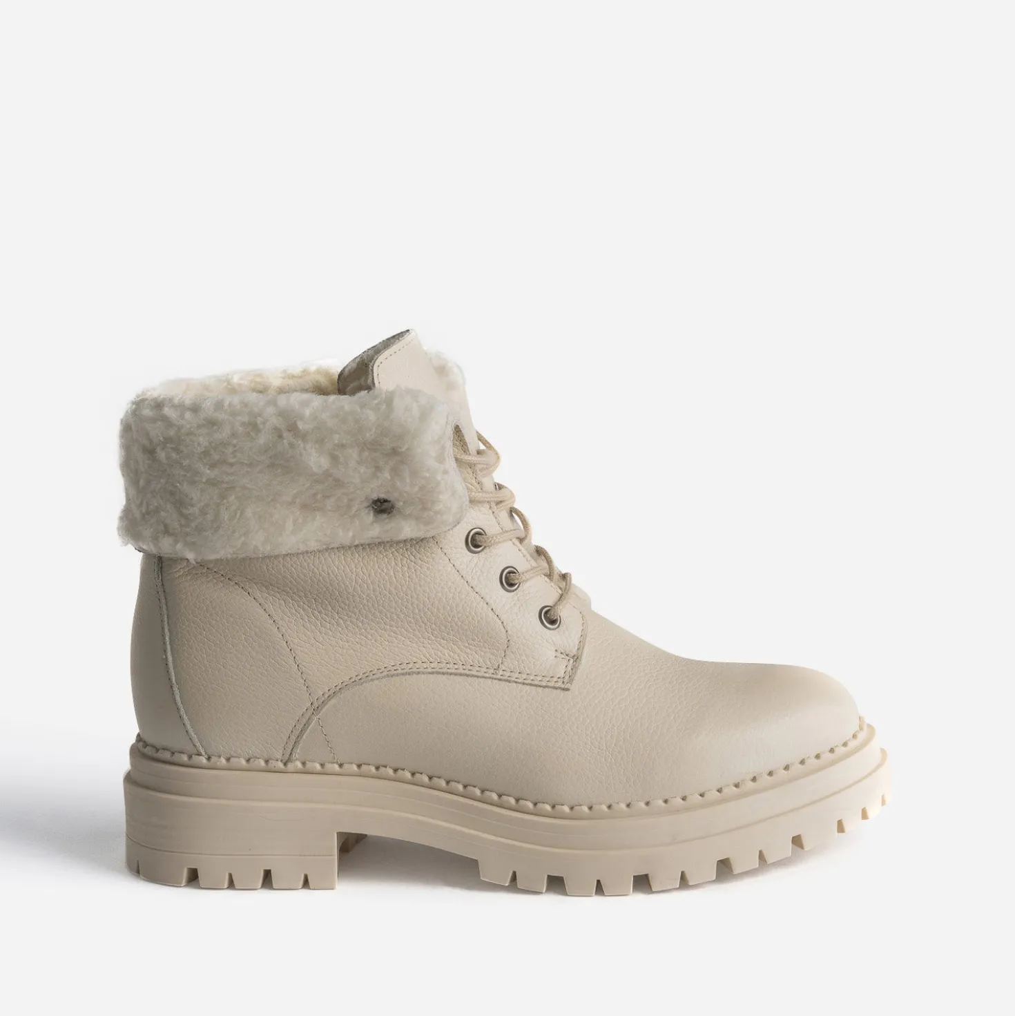 Boots à lacet TEXTO écru en cuir éco-conçu