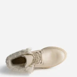 Boots à lacet TEXTO écru en cuir éco-conçu