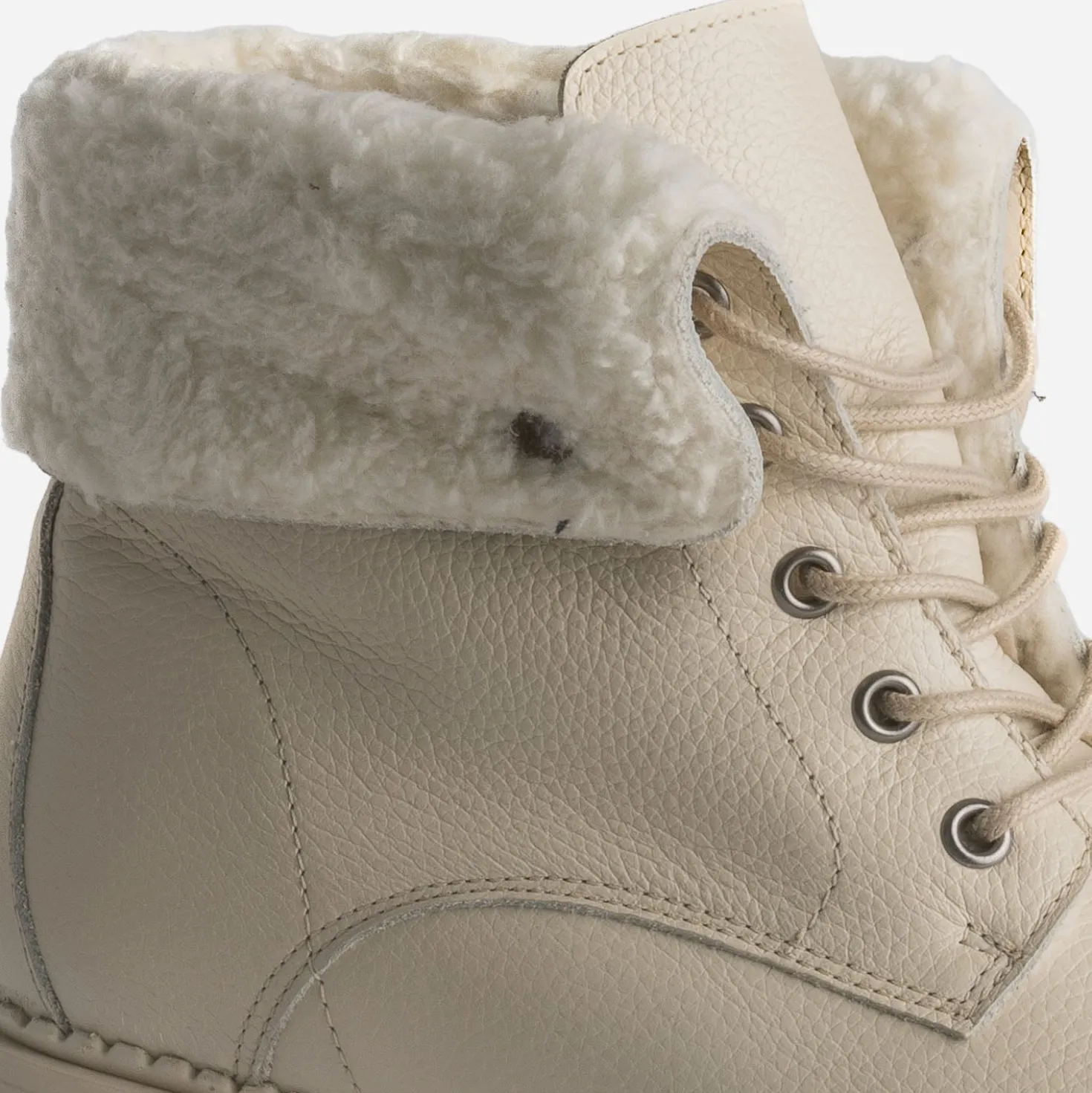 Boots à lacet TEXTO écru en cuir éco-conçu