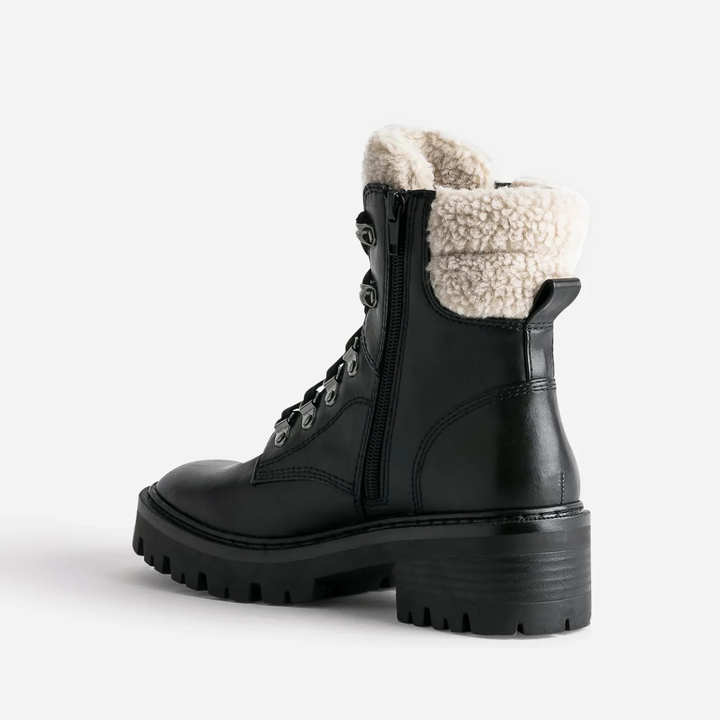 Boots à lacet TEXTO noir à col fourré