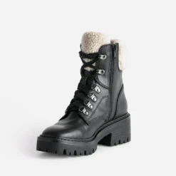 Boots à lacet TEXTO noir à col fourré
