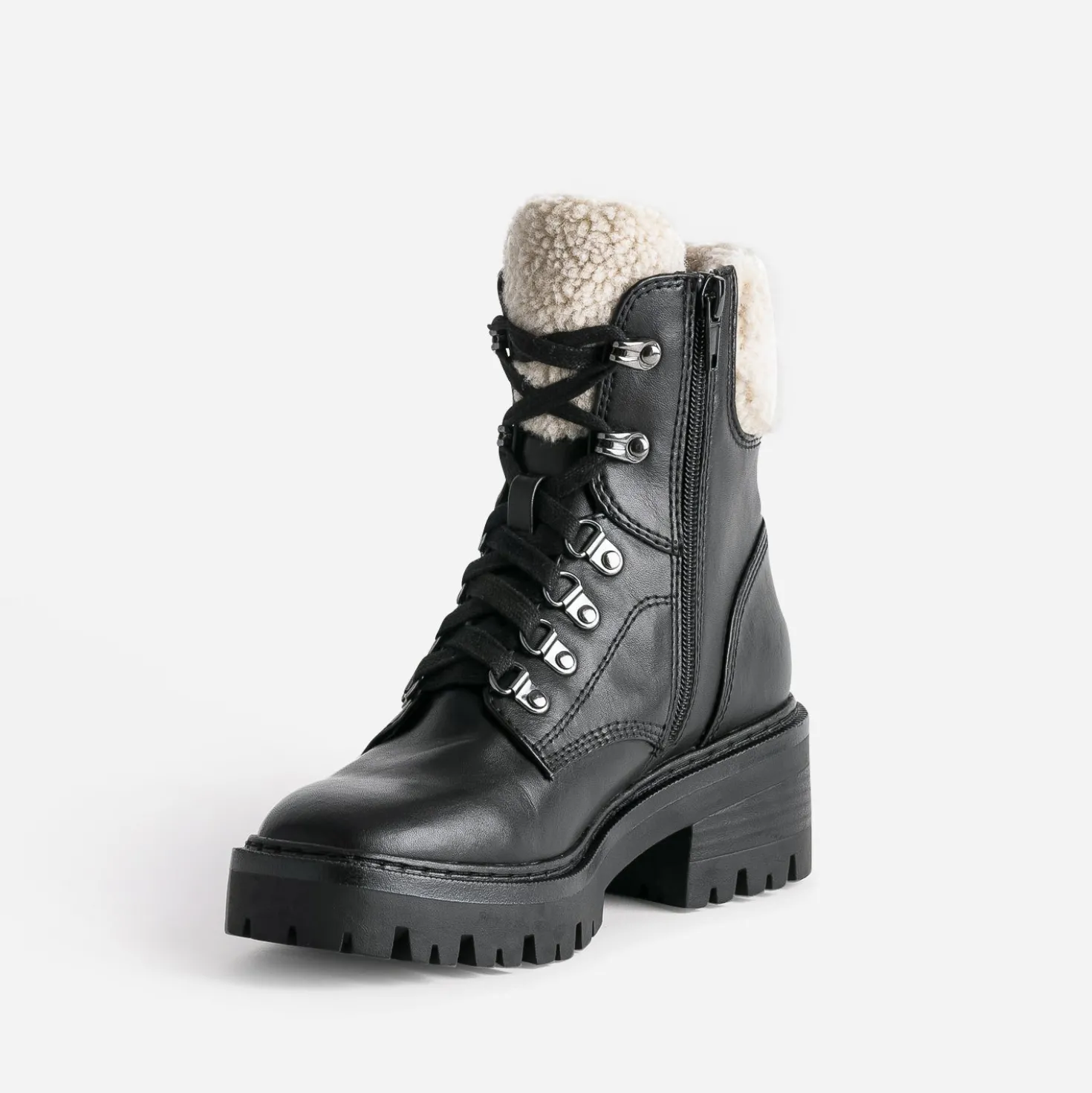 Boots à lacet TEXTO noir à col fourré