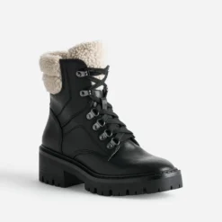 Boots à lacet TEXTO noir à col fourré